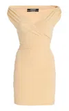 Jacquemus La Rita Draped Off-the-shoulder Mini Dress In Neutral
