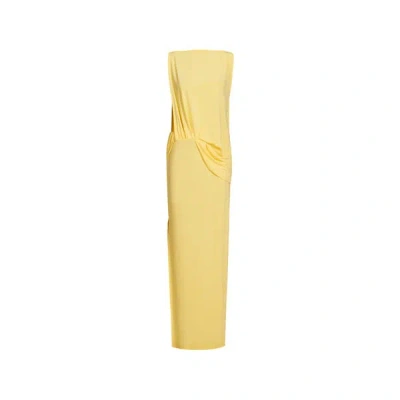 Jacquemus Peplo Stretch-jersey Maxi Dress In Yellow