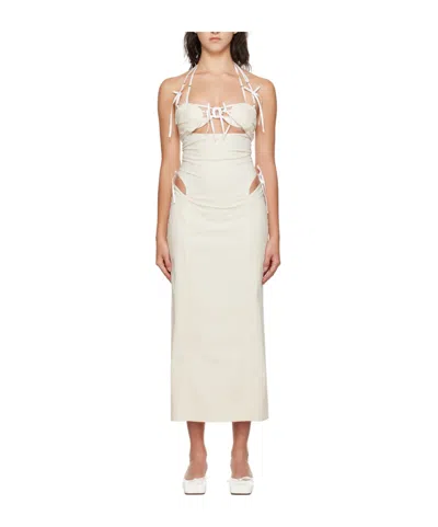 Jacquemus Robe Ruban Midi Drss Cutout Sides White