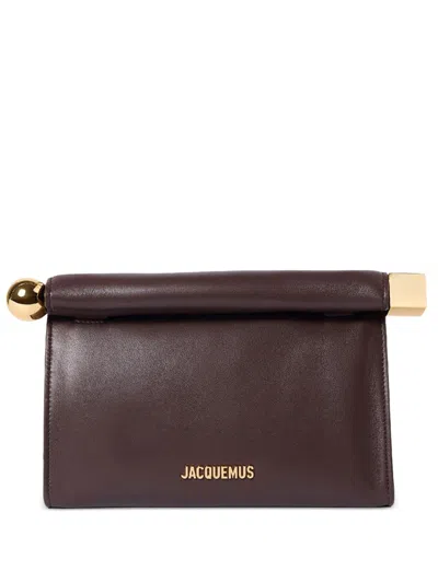 Jacquemus Rolled Top Clutch Bag In Brown