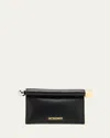 Jacquemus Rectangular Lamb Leather Clutch With Rolled Handle In Black
