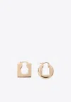 Jacquemus Rond Carre Asymmetric Hoop Earrings In Gold