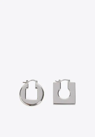 Jacquemus Rond Carré Asymmetrical Earrings In Silver