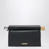 Jacquemus Rectangular Lamb Leather Clutch With Rolled Handle In Black