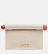 Jacquemus Rond Carré Canvas Clutch In Sand
