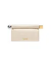 Jacquemus Ivory Leather Clutch Bag With Logo Plaque And Gold Details