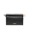 Jacquemus Rectangular Lamb Leather Clutch With Rolled Handle In Black