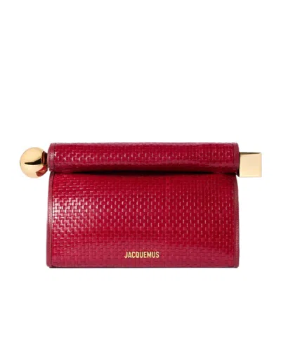 Jacquemus Rond Carre Clutch In Deep Red