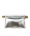 Jacquemus Structured Lizard Effect Clutch Bag Top Handle In White
