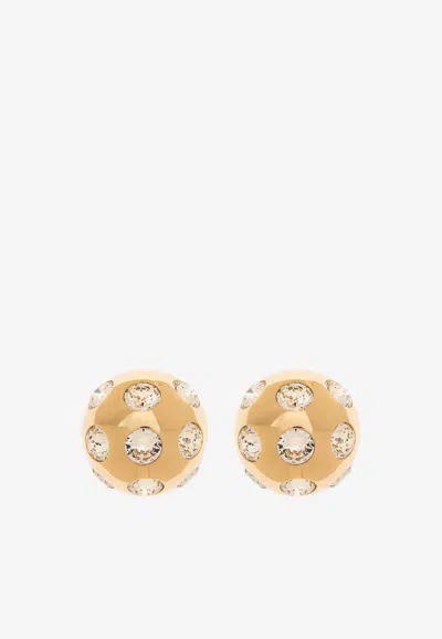 Jacquemus Square Round Earrings With Rhinestones In Gold