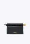 Jacquemus Rectangular Lamb Leather Clutch With Rolled Handle In Black