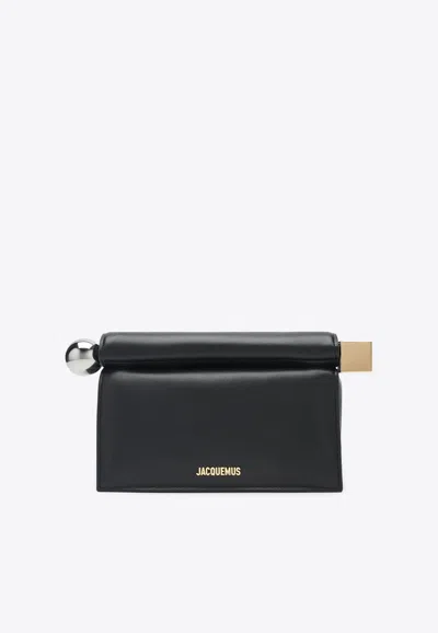 Jacquemus Rond Carré Leather Clutch In Black