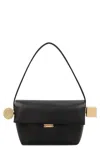 Jacquemus The Rond Carre Leather Shoulder Bag In Black