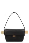 Jacquemus The Rond Carre Leather Shoulder Bag In Black