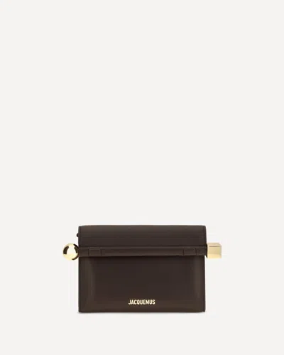 Jacquemus Rond Carré Leather Shoulder Bag In Brown