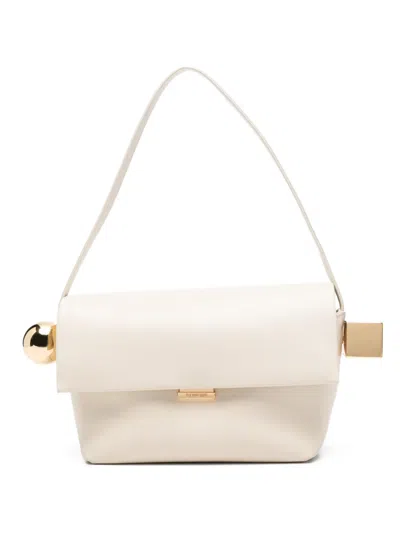 Pre-owned Jacquemus Rond Carré Leather Shoulder Bag In Neutrals