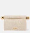 Jacquemus Rond Carré Leather-trimmed Canvas Clutch In Beige