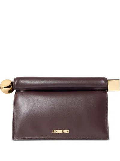 Jacquemus Rond Carré Logo-plaque Clutch Bag In Brown