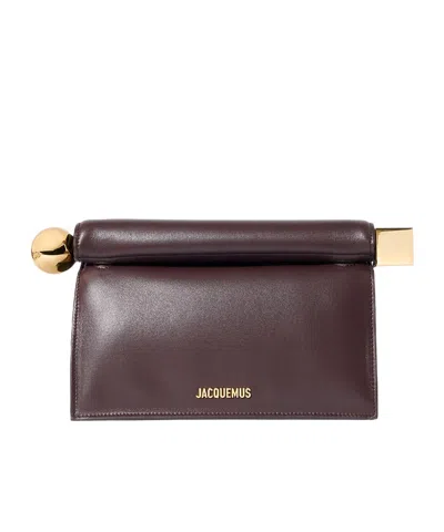 Jacquemus Rond Carré Logo-plaque Clutch Bag In Midnight Brown