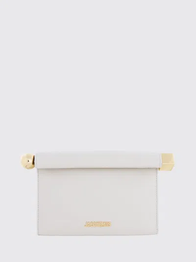 Jacquemus Rond Carré Rigid Lambskin Mini Clutch With Lettering Logo In Metallic