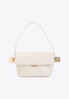 Jacquemus Le Rond Carre White Shoulder Bag With Shoulder Strap In Leather Woman In Ivory