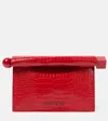 Jacquemus Rond Carré Small Croc-effect Leather Clutch In Red