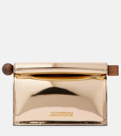 JACQUEMUS ROND CARRÉ SMALL FAUX LEATHER CLUTCH