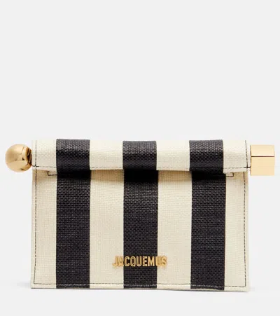 Jacquemus Rond Carré Small Raffia-effect Clutch In Multi