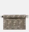 Jacquemus La Petit Pochette Rond Snakeskin-embossed Clutch Bag In Beige