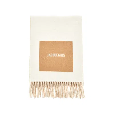 Jacquemus 'rond Carré' Wool Scarf In Beige