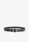 Jacquemus Salon Leather Belt Slim Adjustable Design In Black