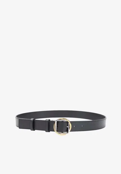 Jacquemus Rond-carré Leather Belt In Black