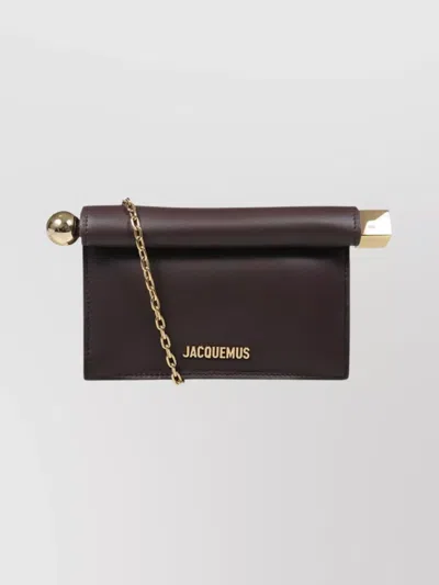 Jacquemus Round Clutch Bag Chain Strap In Brown