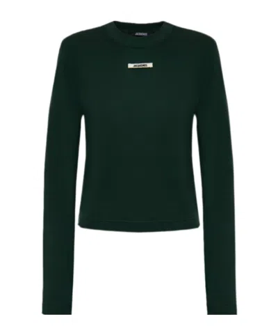Jacquemus Round Collar And Long-sleeved T-shirt In Green
