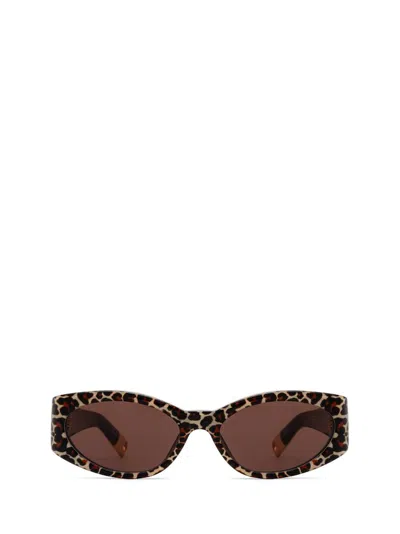 Jacquemus Round Frame Sunglasses In Leopard