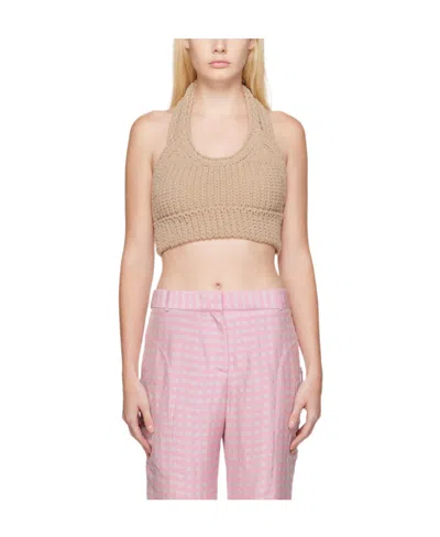 Jacquemus Round Neck Slim Knitted Vest In Pink