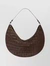 Jacquemus Round Shoulder Bag In Crocodile Effect In Brown