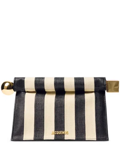 Jacquemus Round Square Clutch Bag In Black