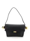 Jacquemus The Rond Carre Leather Shoulder Bag In Black