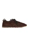 Jacquemus The Tennis Leather-trimmed Croc-effect Suede Sneakers In Brown
