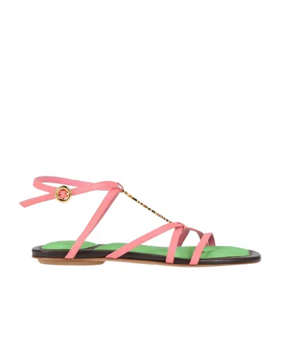 Jacquemus Round Toe Slingback Sandals In Pink
