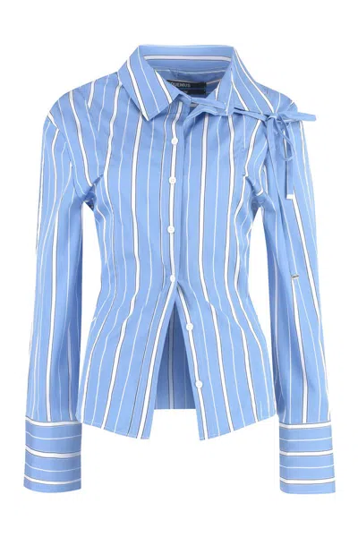 Jacquemus Ruban Striped Shirt In Blue