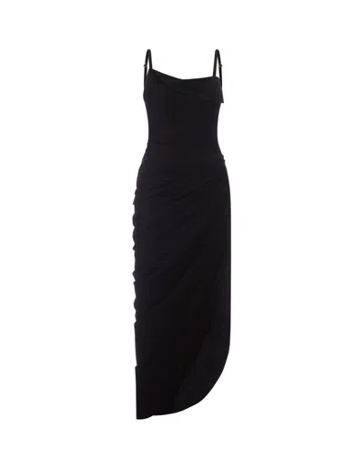 JACQUEMUS RUCHED STRAPPED DRESS