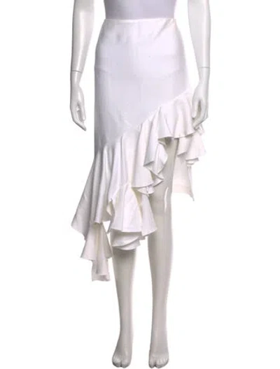 Pre-owned Jacquemus Ruffle Embellishment Midi Length Skirt In White