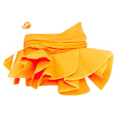 Pre-owned Jacquemus Ruffled Frayed Cotton Miniskirt In Orange