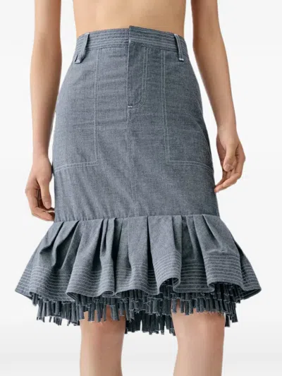 Jacquemus Ruffled Fringe-trimmed Skirt In Blue