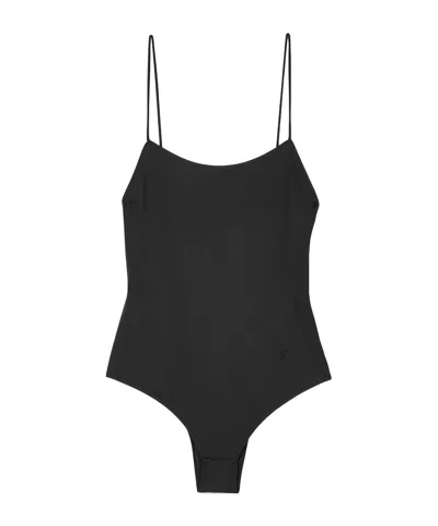 Jacquemus Ruffled Swimsuit In Black