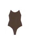 Jacquemus Cabana One Piece Swimsuit High Leg Ruffle In Brown