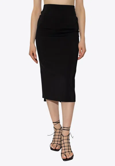 Jacquemus Sablier Draped Crepe-jersey Midi Skirt In Black