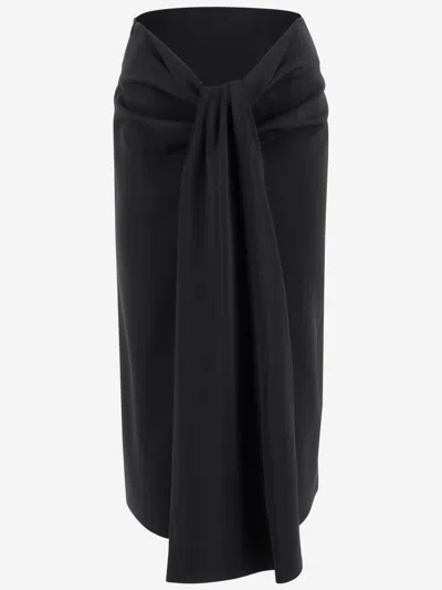 Jacquemus Sablier Draped Crepe-jersey Midi Skirt In Black
